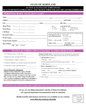 Maryland Employee Health Benefits Enrollment Form