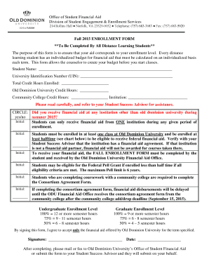 Fall 2015 Distance Learning Enrollment Form
