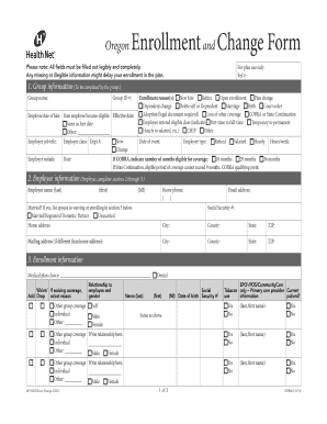 Oregon Health Net Enrollment and Change Form