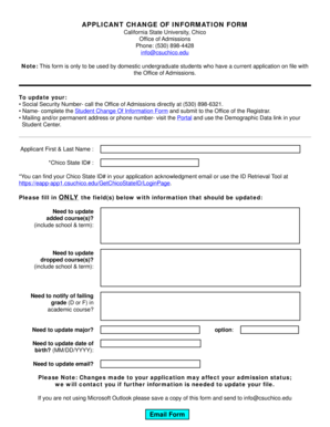 Applicant Change of Information Form