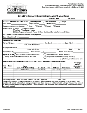 2015/2016 Employee Benefits Enrollment Form