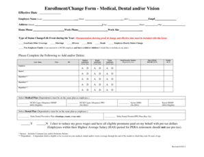 Enrollment Change Form - Medical, Dental, Vision