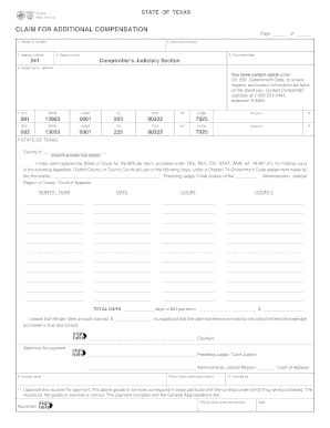 Texas Claim for Additional Compensation