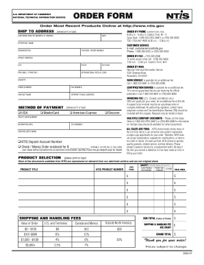 National Technical Information Service Order Form