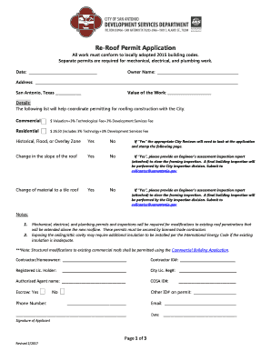 Re-Roof Permit Application