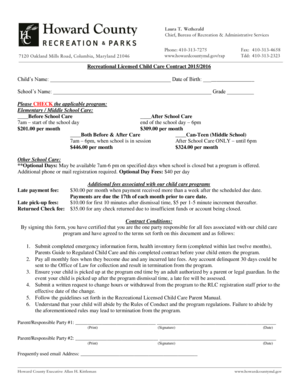 Recreational Licensed Child Care Contract