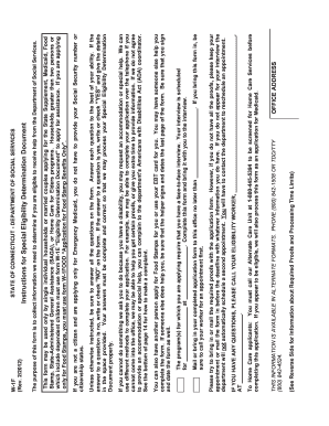 Connecticut Special Eligibility Determination Document