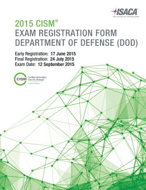 CISM DoD Exam Registration Form