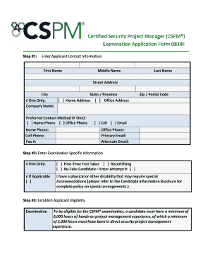 Certified Security Project Manager Examination Application