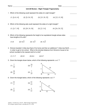 Right Triangle Trigonometry Review