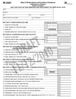Rhode Island Daycare Assistance and Development Tax Credit Form