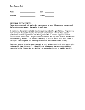 Berg Balance Test Form