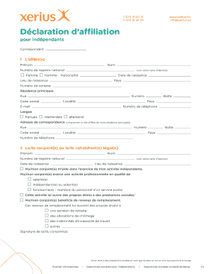 Déclaration d’affiliation pour indépendants