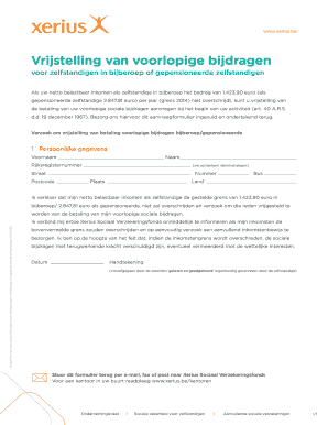 Vrijstelling van voorlopige bijdragen voor zelfstandigen in bijberoep of gepensioneerde zelfstandigen