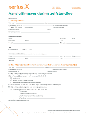 Aansluitingsverklaring zelfstandige