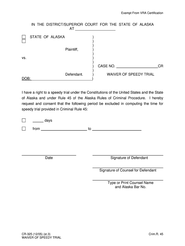 alaska cr 325 speedy trial form get Preview on Page 1