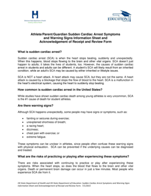 Oklahoma Sudden Cardiac Arrest Acknowledgement Form