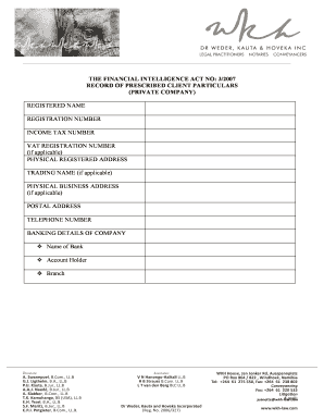 Namibia Financial Intelligence Act Form