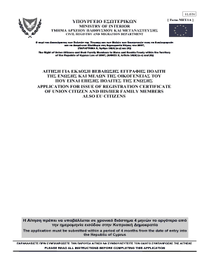 Cyprus EU Citizen Registration Certificate Application