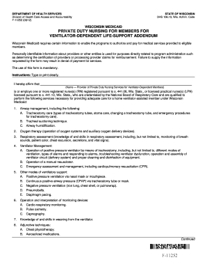 Wisconsin Medicaid Private Duty Nursing Addendum