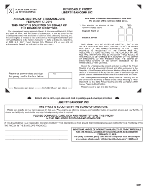 Liberty Bancorp Proxy Voting Form