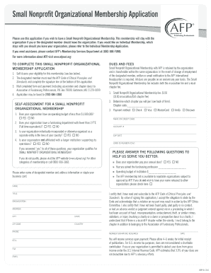 Small Nonprofit Organizational Membership Application