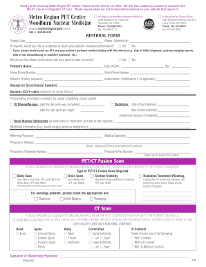 PET/CT Fusion Scan Referral Form