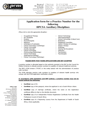 HPCSA Practice Number Application Form