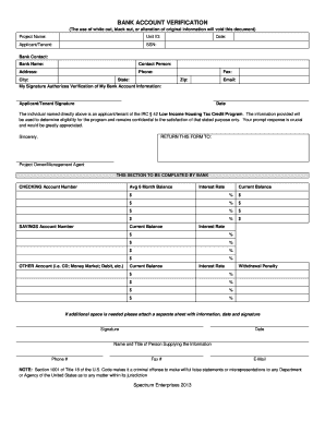Bank Account Verification Form