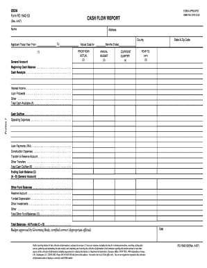 USDA Cash Flow Report Form RD 1942-53