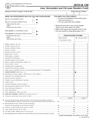 Iowa Nonresident and Part-year Resident Credit Form