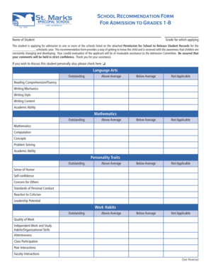 School Recommendation Form