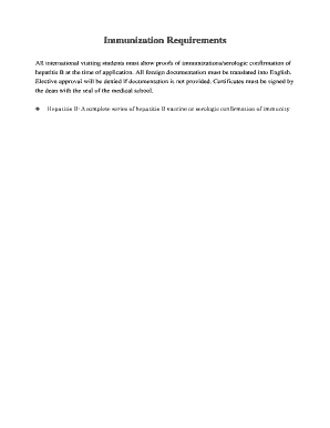 Hepatitis B Immunization Certification Form