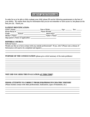 Parent Questionnaire