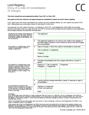 UK Land Registration Consolidation of Charges Form