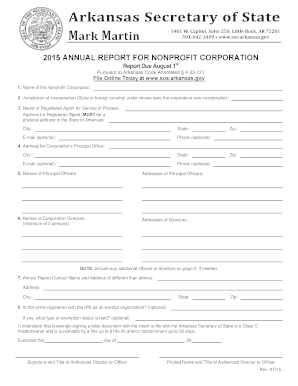 Arkansas Nonprofit Annual Report