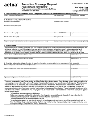 Aetna Transition Coverage Request Form