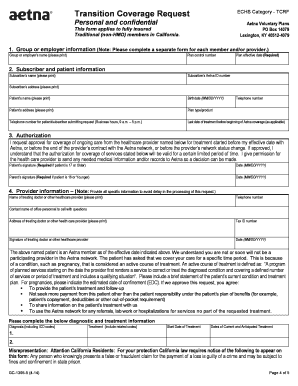 Aetna Transition of Care Coverage Request Form