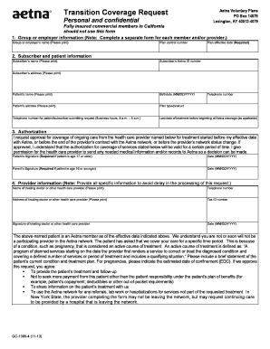 Aetna Transition of Care Coverage Request Form