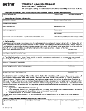 Aetna Transition of Care Coverage Request