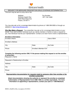 Medicare Prescription Drug Coverage Determination Form