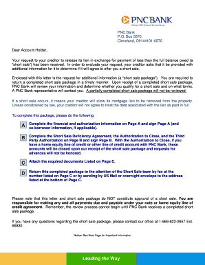 PNC Bank Short Sale Package