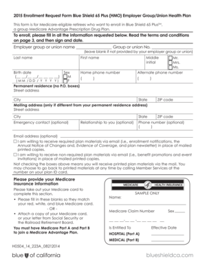 Blue Shield 65 Plus Medicare Advantage Enrollment Form