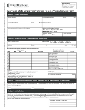Maryland State Vision Service Form