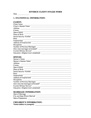Divorce Client Intake Form