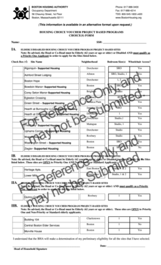 Housing Choice Voucher Project Based Programs Choice Form