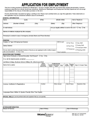 WorkSource Washington Employment Application