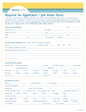 WorkSource Job Order Form