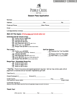 Season Pass Application Form