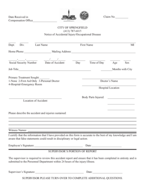 Notice of Accidental Injury/Occupational Disease
